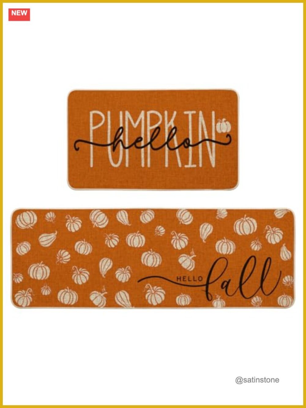 Fall Kitchen Mats Set of 2 Non-Slip Polyester Felt Rubber 17x29 17x47